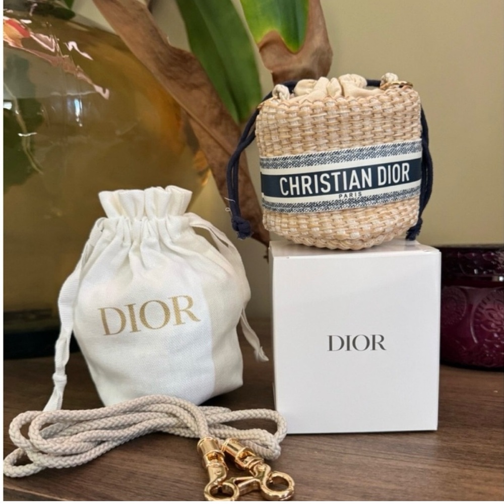 GWP Dior Cream and Navy Woven Mini VIP Bag
 (Box Not Included)